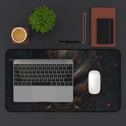 Oni Mask With Terminal Text Behind It - Sudoni Brand Gaming Desk Mat