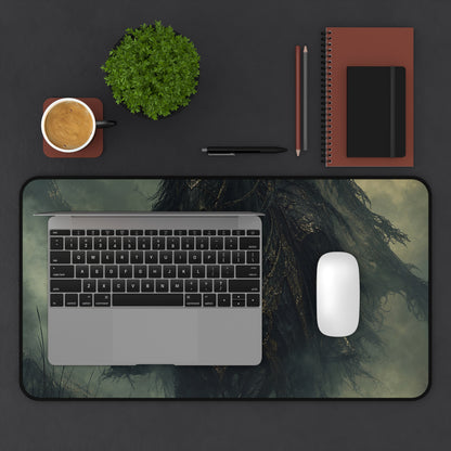Black Knight Riding Through Mist - Dark Fantasy Gaming Desk Mat