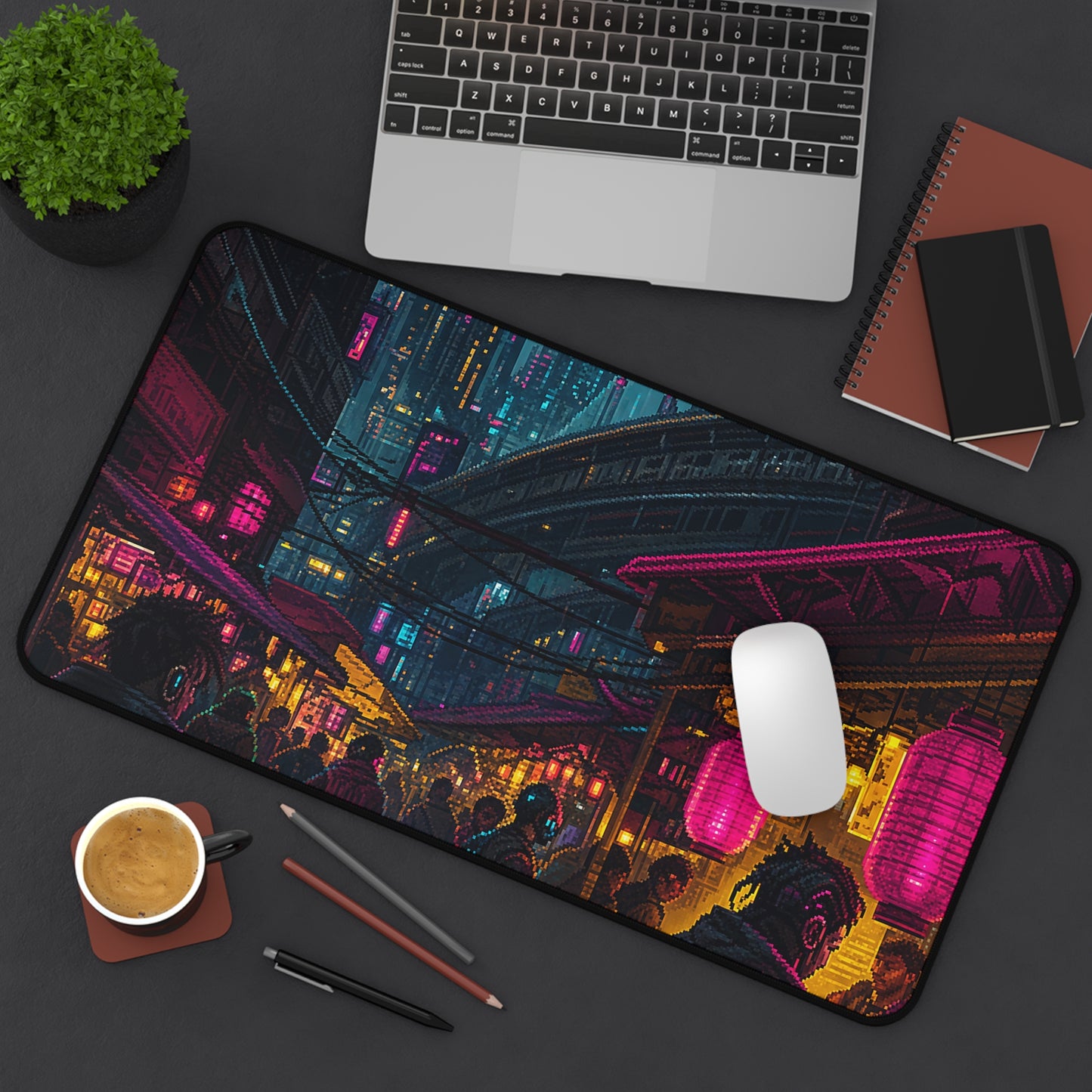 Cyberpunk Street Market - Gaming Culture Gaming Desk Mat