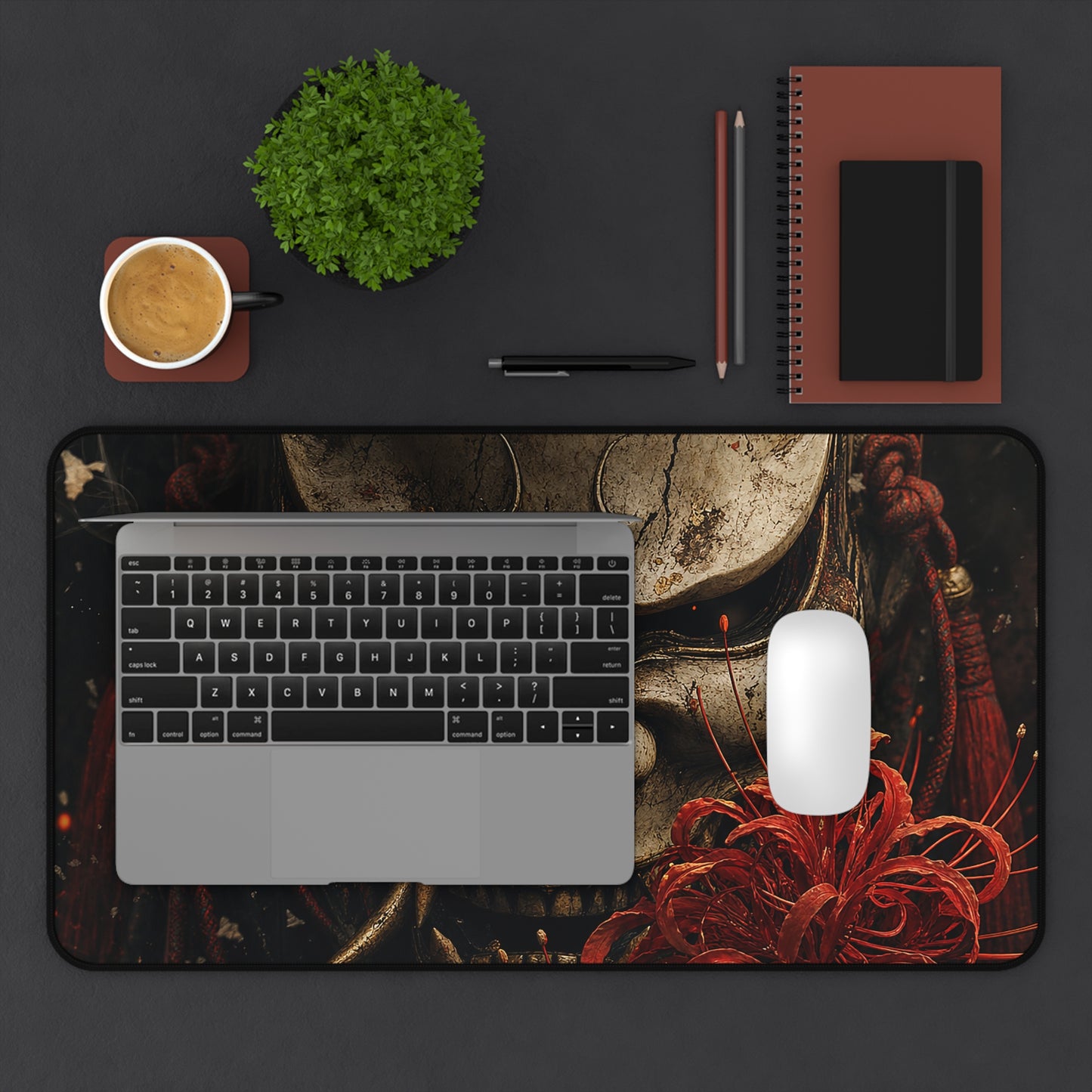 Oni Mask With Red Spider Lily - Sudoni Brand Gaming Desk Mat