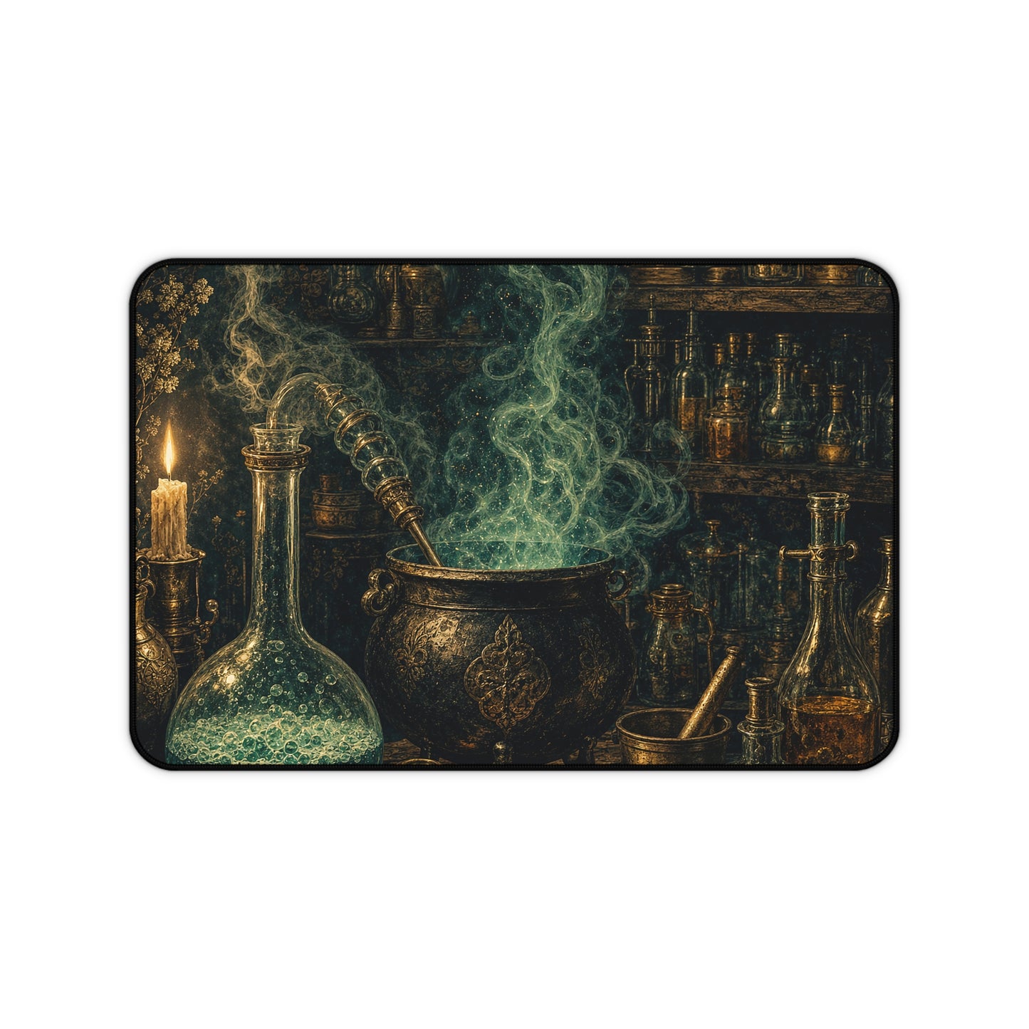 Alchemy Lab With Bubbling Potions - Dark Academia Gaming Desk Mat