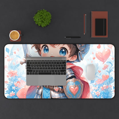 Cute Chibi Knight With Tiny Sword - Kawaii Gaming Gaming Desk Mat