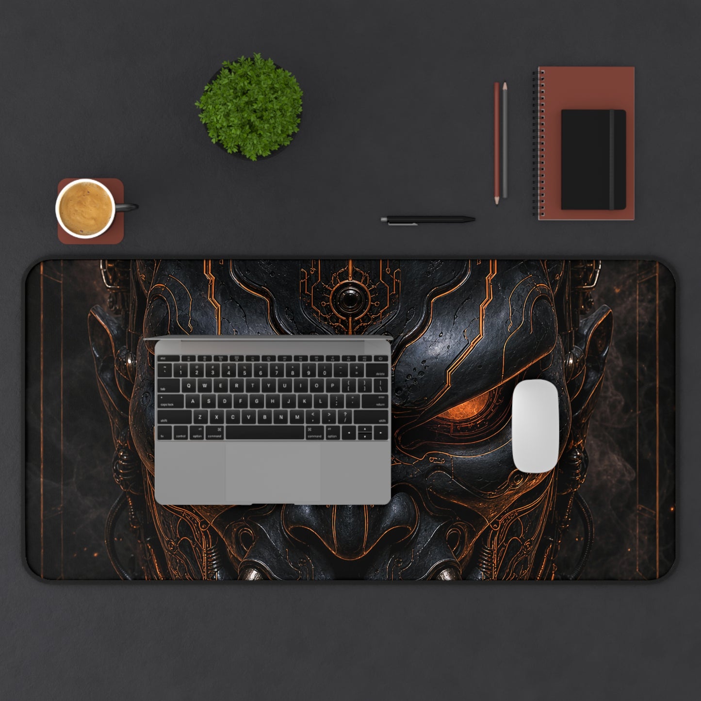 Oni Mask With Circuitry Patterns - Sudoni Brand Gaming Desk Mat