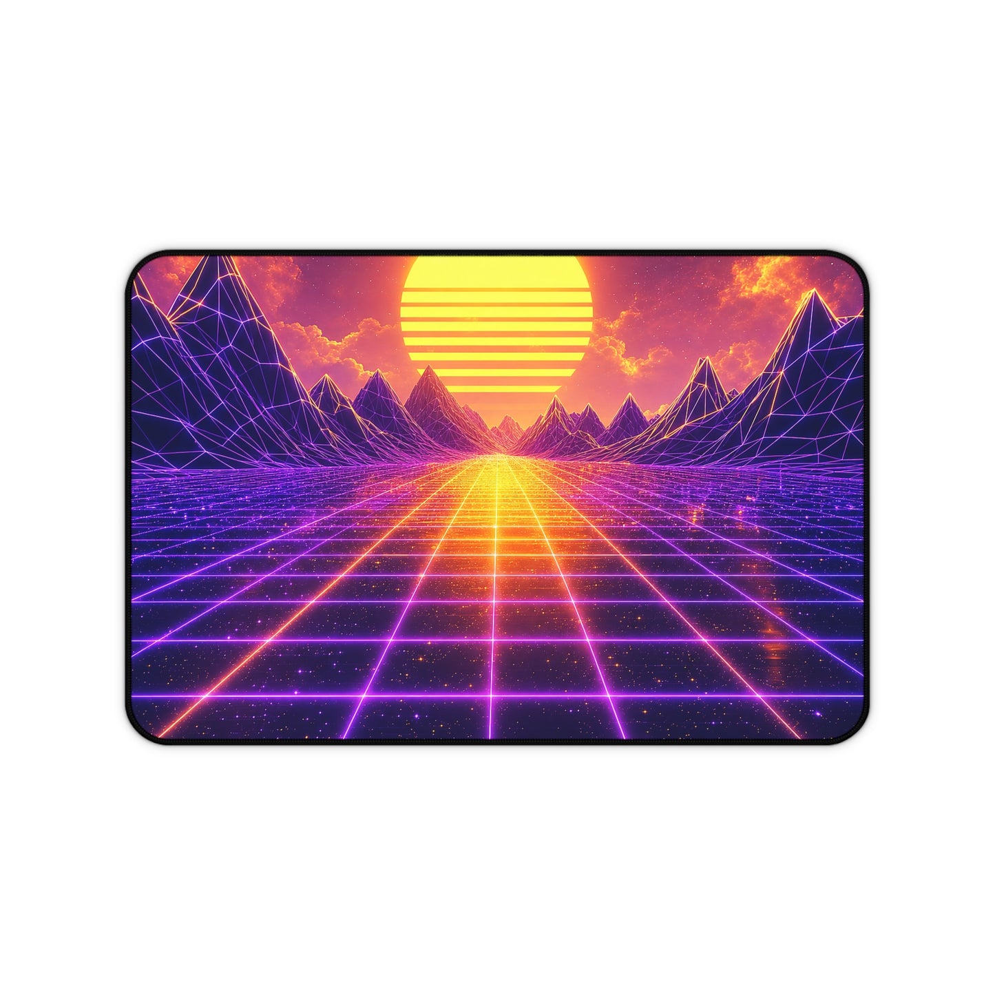 Synthwave Grid Landscape - Gaming Culture Gaming Desk Mat