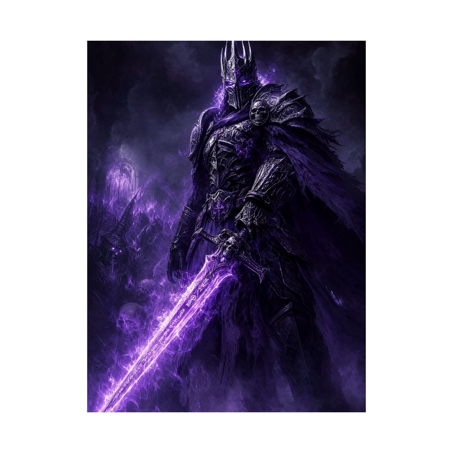Death Knight With Glowing Sword - Dark Fantasy Art Print (Matte Poster)