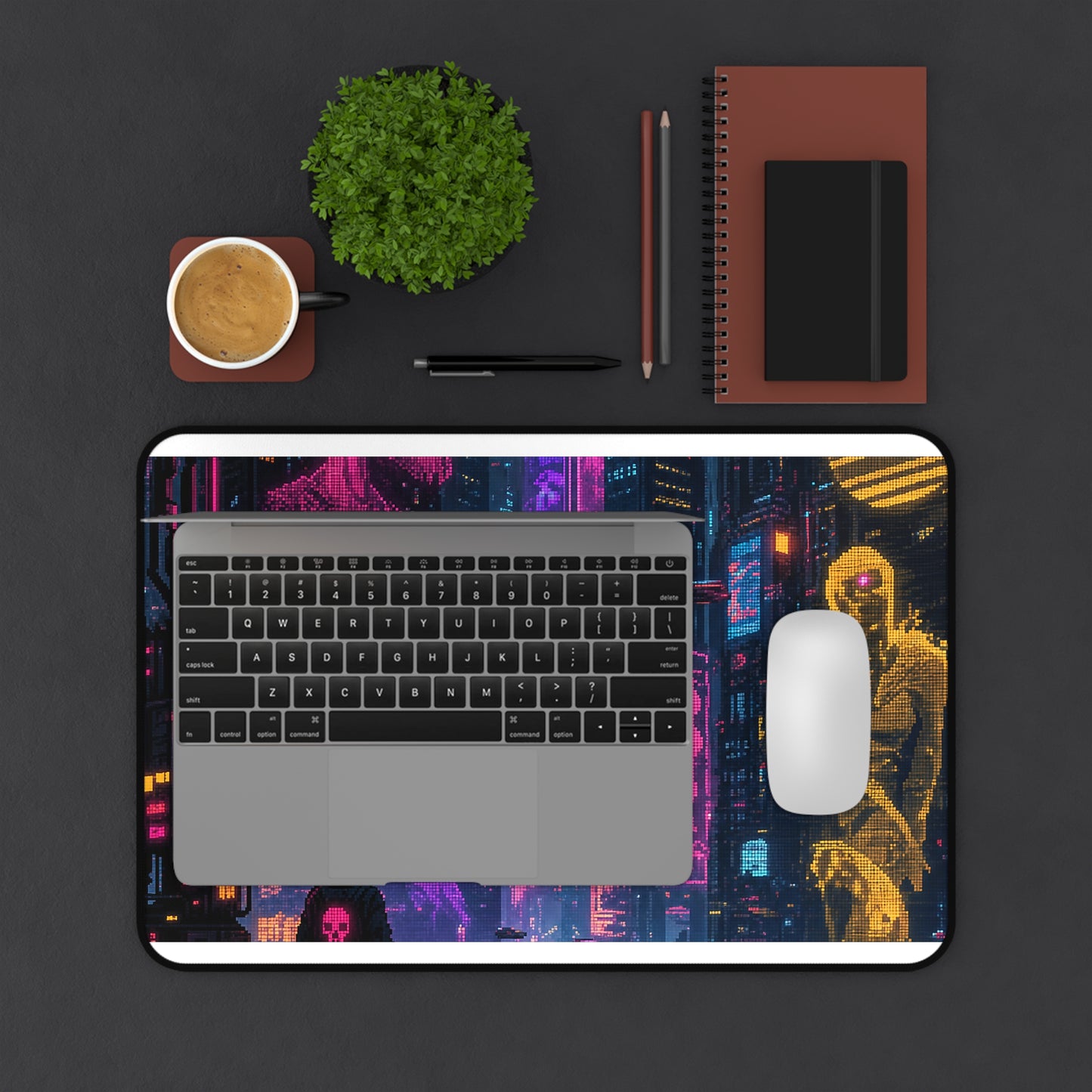 Cyberpunk City With Holographic Ads - Gaming Culture Gaming Desk Mat