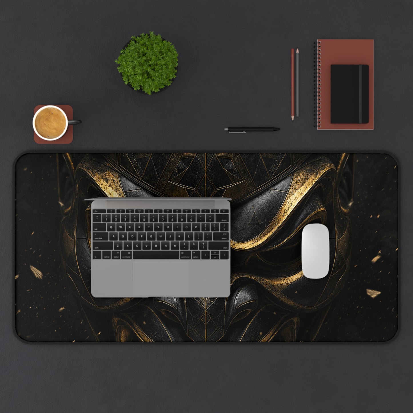 Oni Mask With Geometric Patterns - Sudoni Brand Gaming Desk Mat