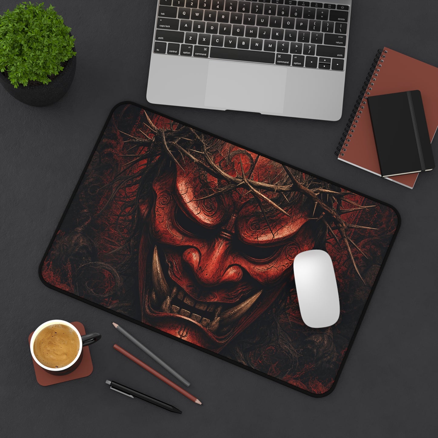 Oni Mask With Crown Of Thorns - Sudoni Brand Gaming Desk Mat