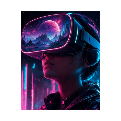 Vr Headset Showing Another World - Gaming Culture Art Print (Matte Poster)