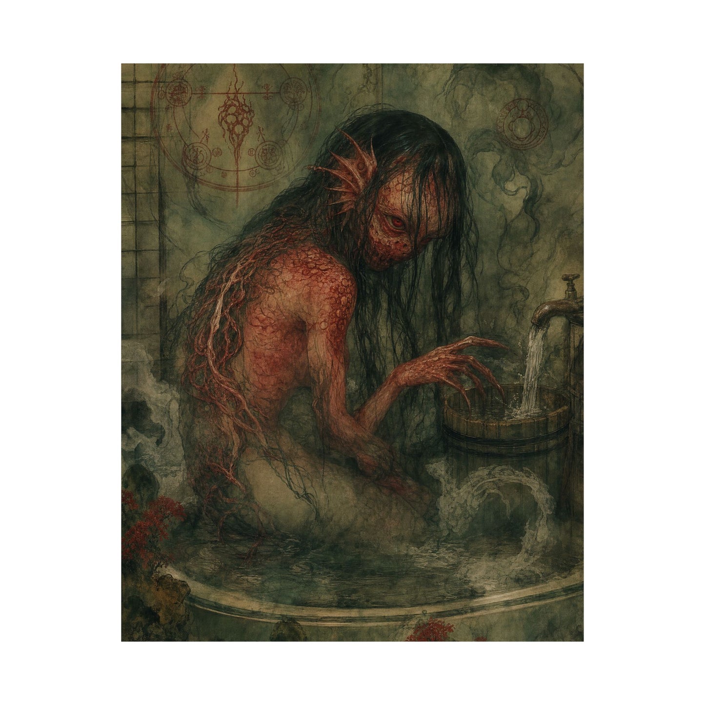 Akaname Bathroom Demon - Japanese Mythology Art Print (Matte Poster)