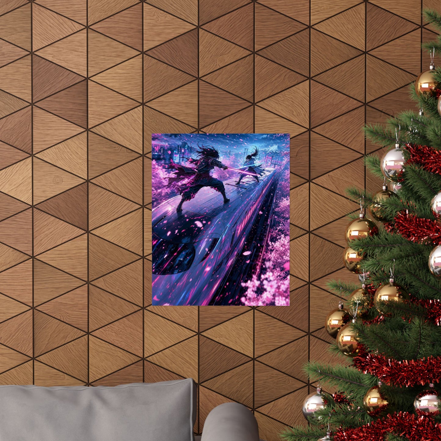 Battle Atop Moving Bullet Train - Anime Manga Art Print (Matte Poster)