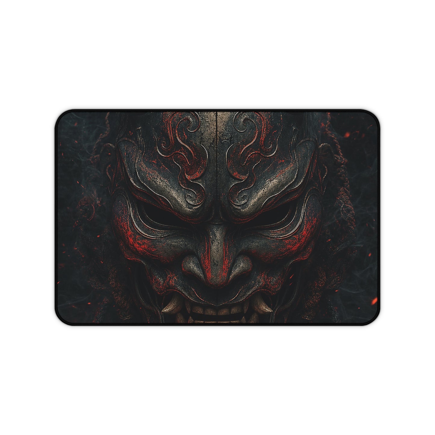 Oni Mask With Terminal Text Behind It - Sudoni Brand Gaming Desk Mat