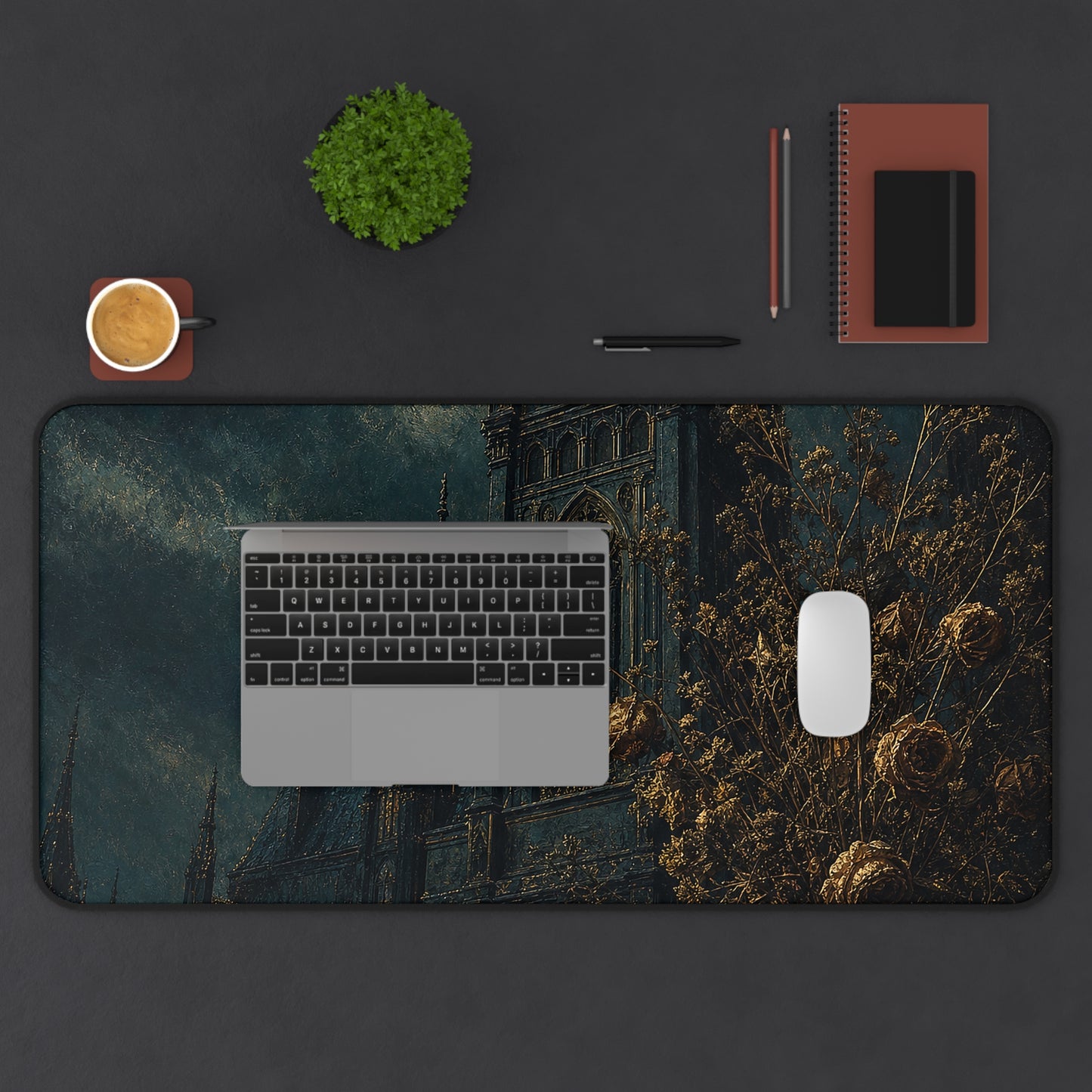 Clock Tower At Midnight - Dark Academia Gaming Desk Mat