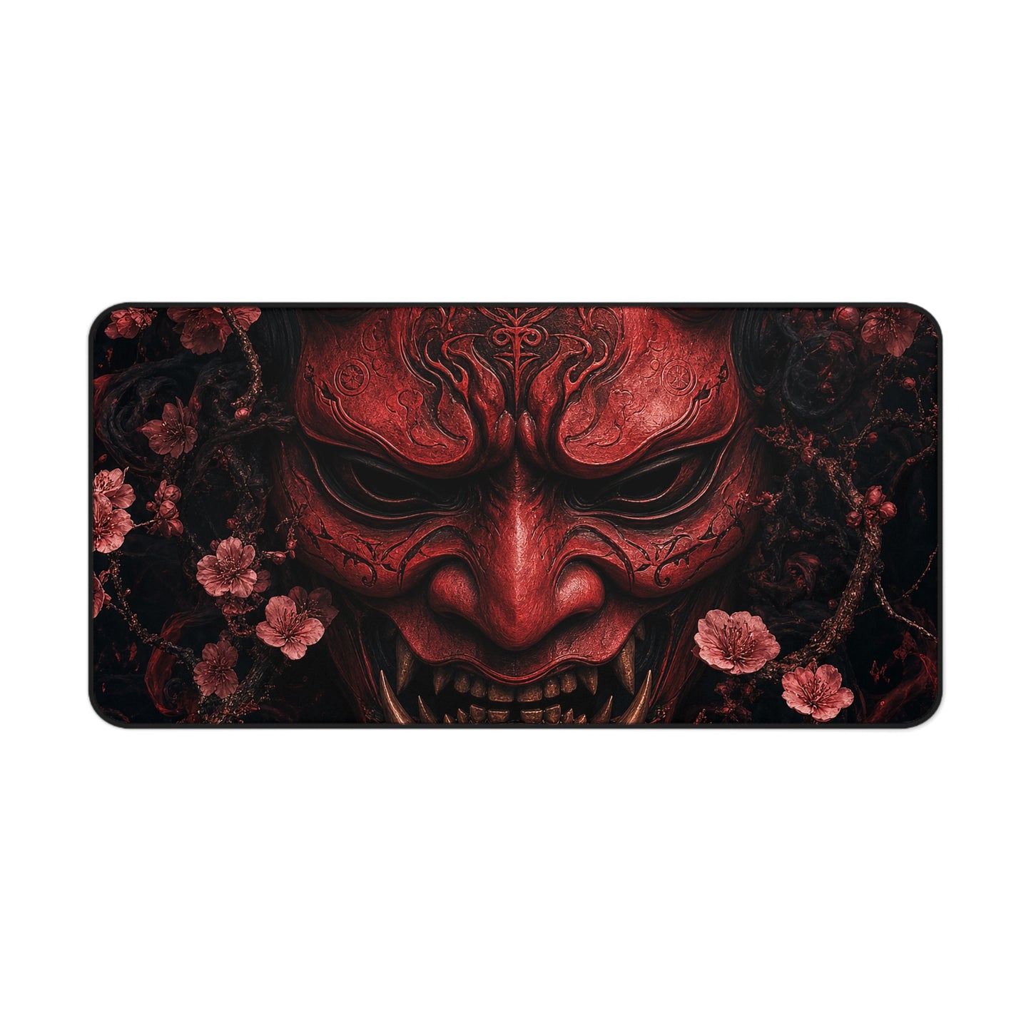Oni Mask With Cherry Blossoms - Sudoni Brand Gaming Desk Mat