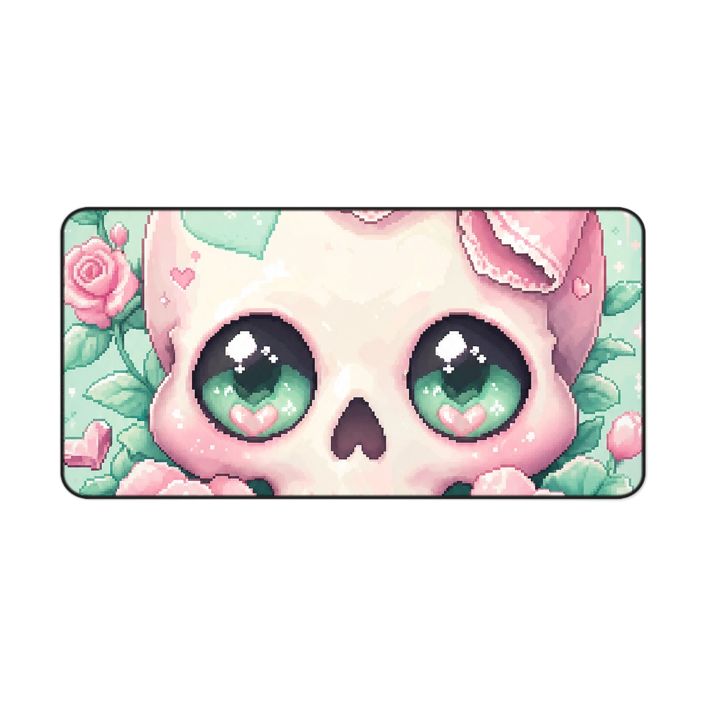 Kawaii Skull With Bow - Kawaii Gaming Gaming Desk Mat