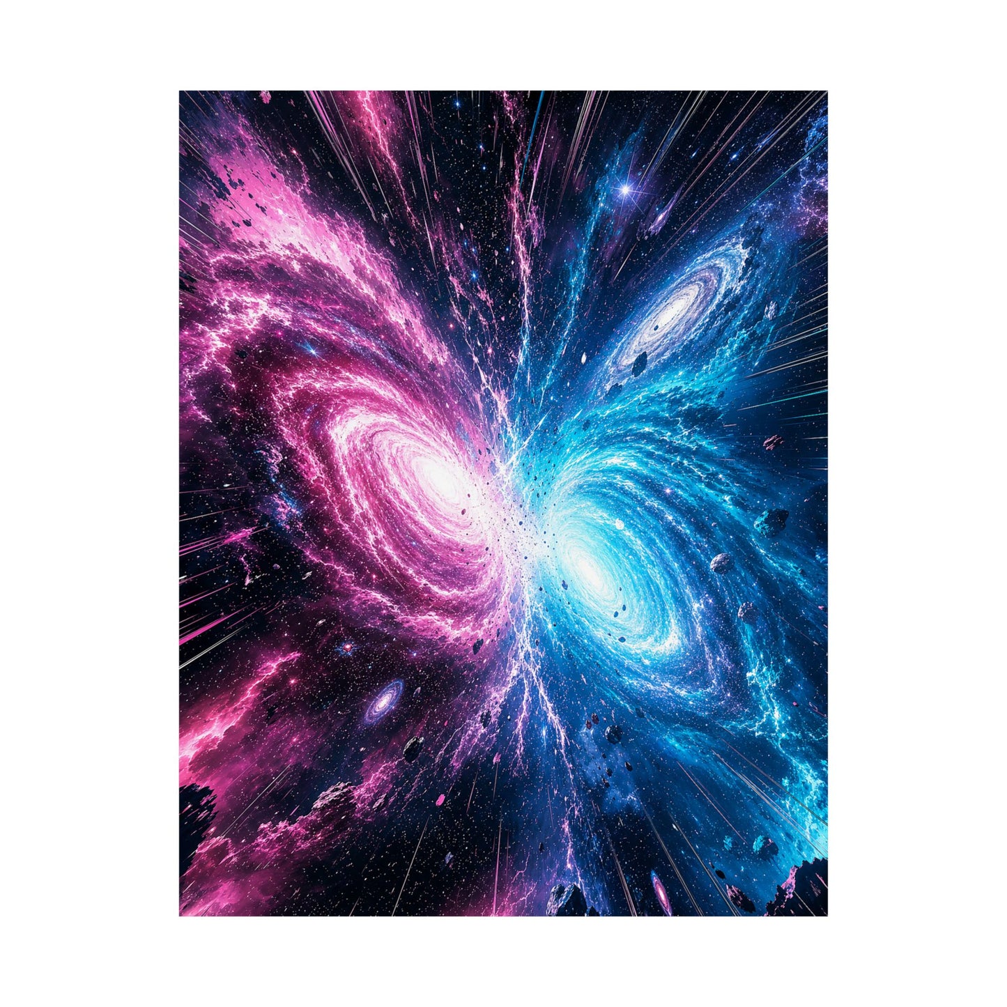 Cosmic Battle Between Galaxies - Anime Manga Art Print (Matte Poster)