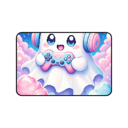 Cute Gaming Ghost With Controller - Kawaii Gaming Gaming Desk Mat