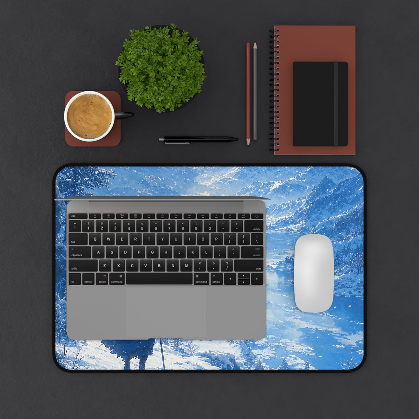 Winter Landscape With Lone Traveler - Anime Manga Gaming Desk Mat