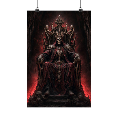 Skeletal King On Throne Of Bones - Dark Fantasy Art Print (Matte Poster)