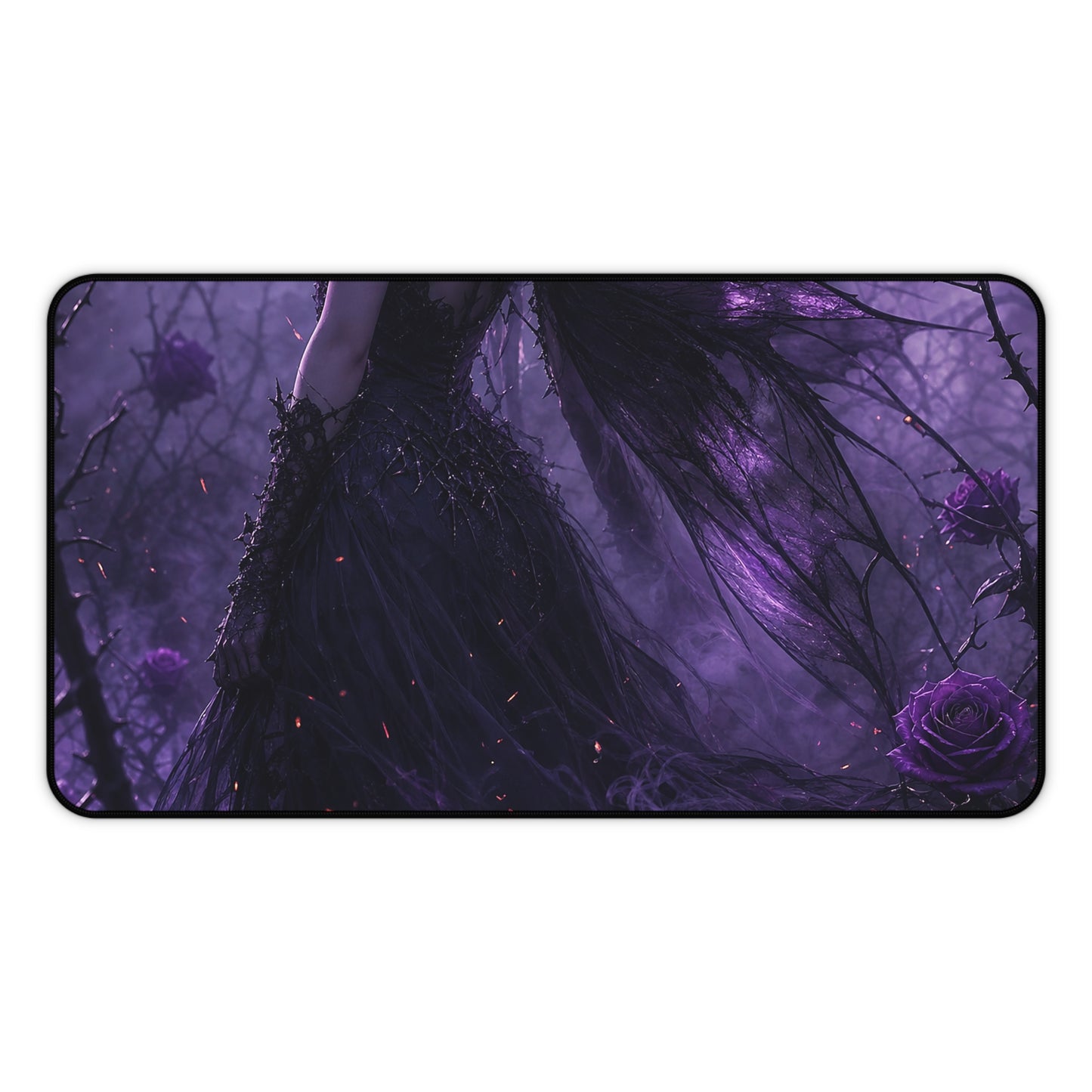 Dark Fairy In Thorn Garden - Dark Fantasy Gaming Desk Mat