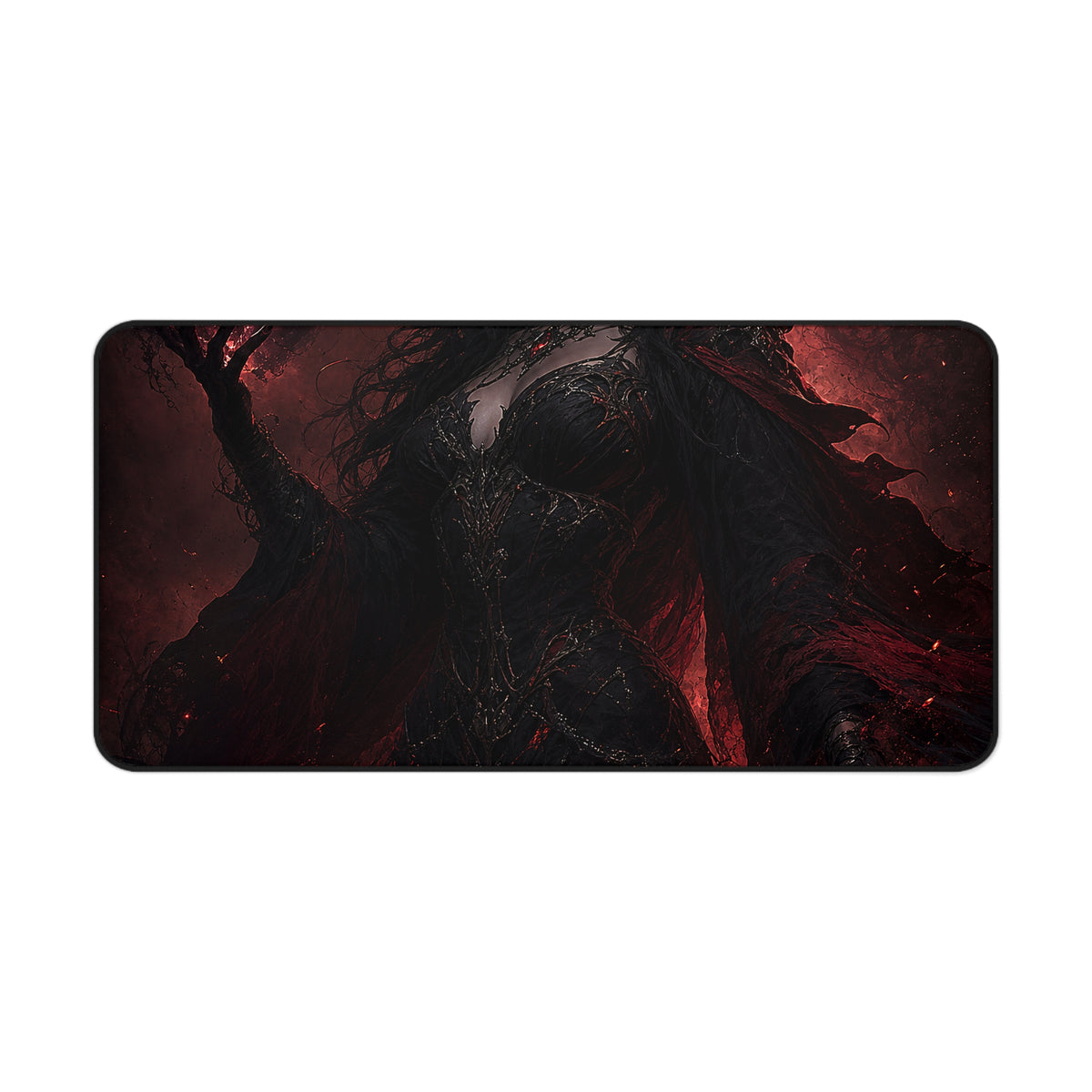 Dark Sorceress With Shadow Magic - Dark Fantasy Gaming Desk Mat