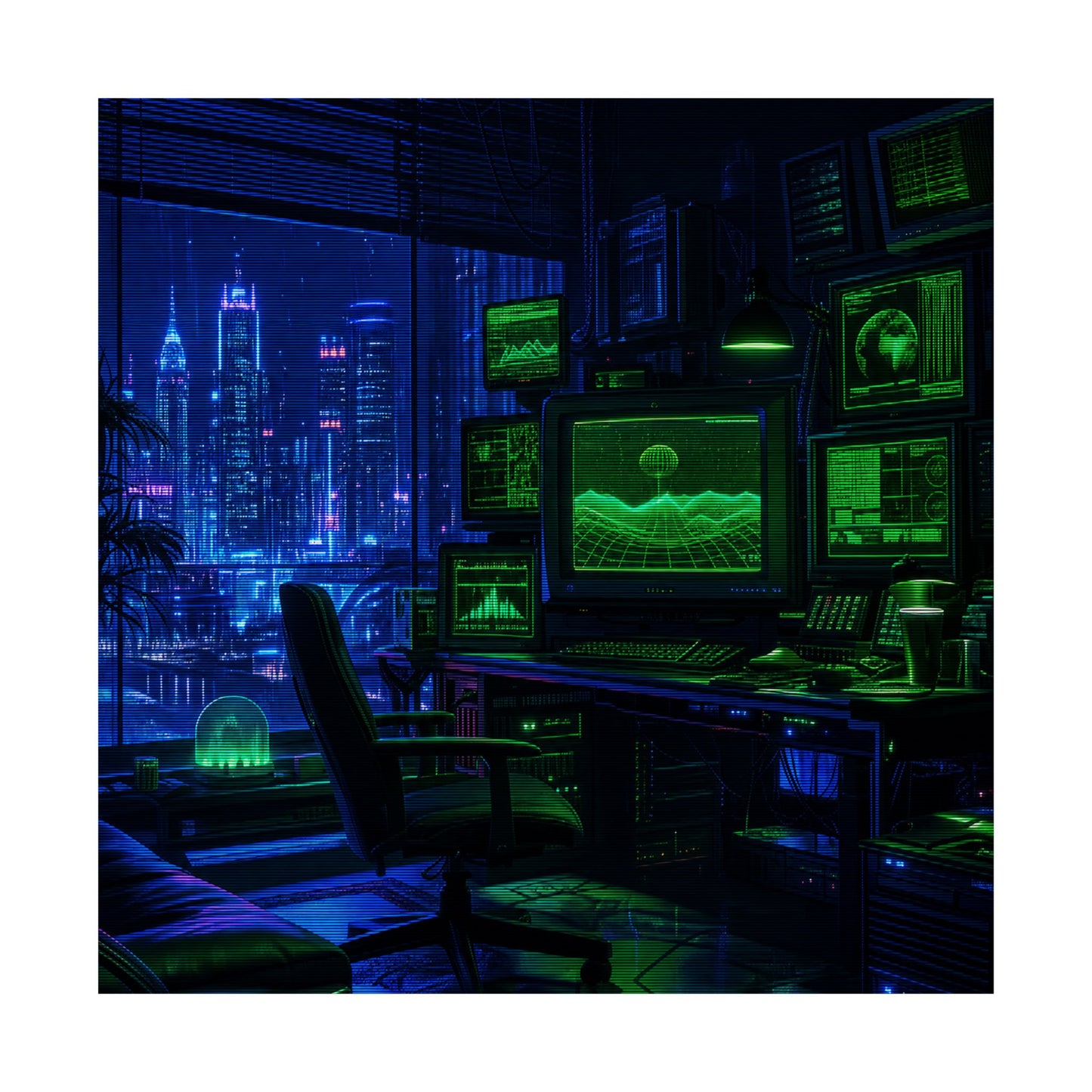 Cyberpunk Hacker Den - Gaming Culture Art Print (Matte Poster)