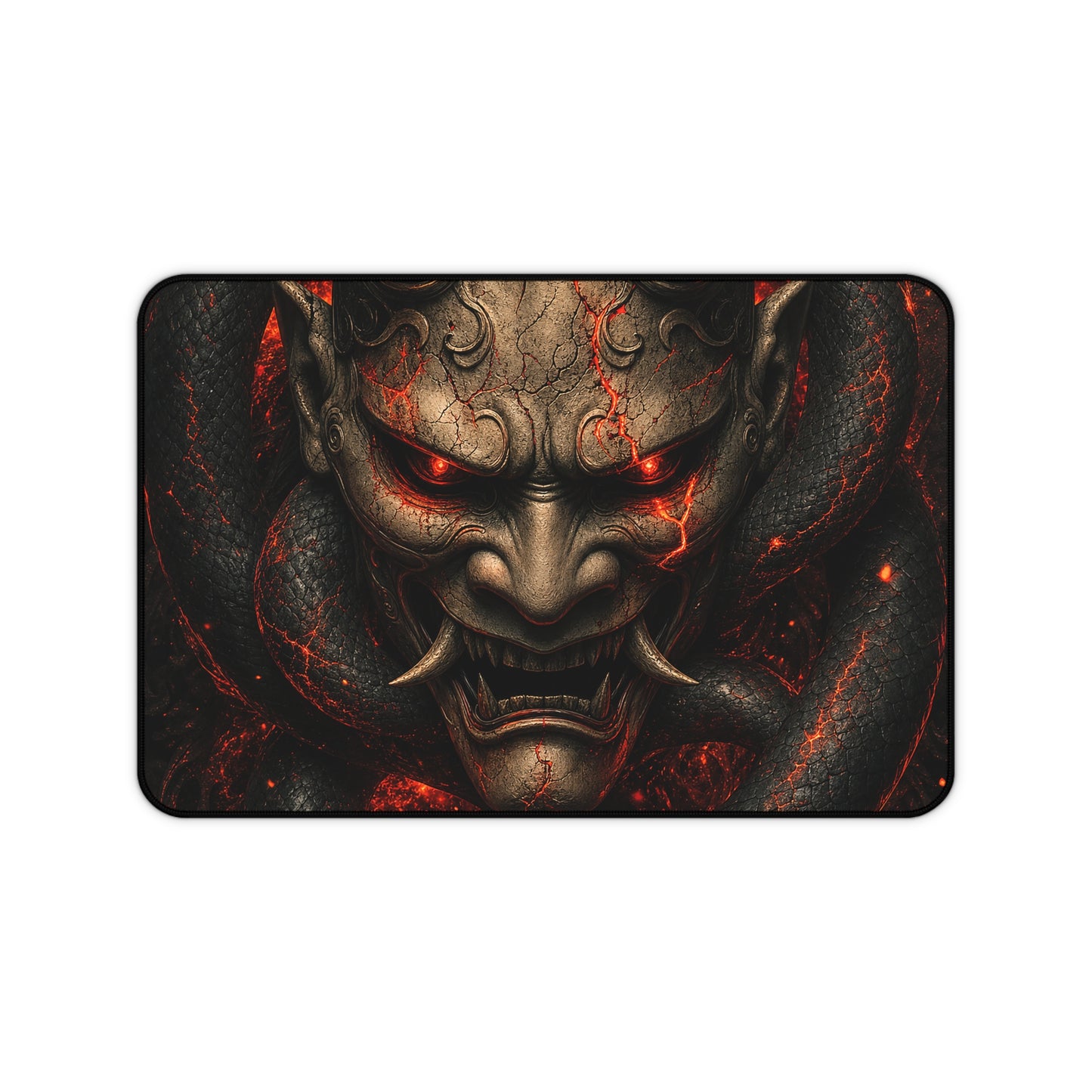 Oni Mask With Snake Coiled Around It - Sudoni Brand Gaming Desk Mat