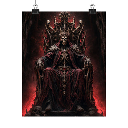 Skeletal King On Throne Of Bones - Dark Fantasy Art Print (Matte Poster)