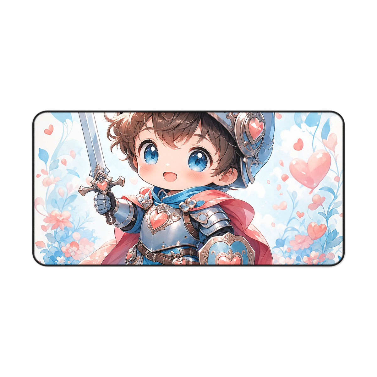 Cute Chibi Knight With Tiny Sword - Kawaii Gaming Gaming Desk Mat