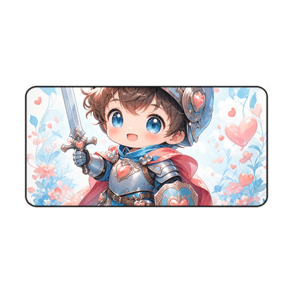 Cute Chibi Knight With Tiny Sword - Kawaii Gaming Gaming Desk Mat