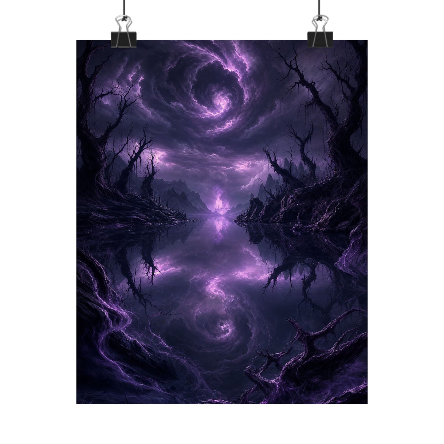 Cursed Mirror Lake - Dark Fantasy Art Print (Matte Poster)