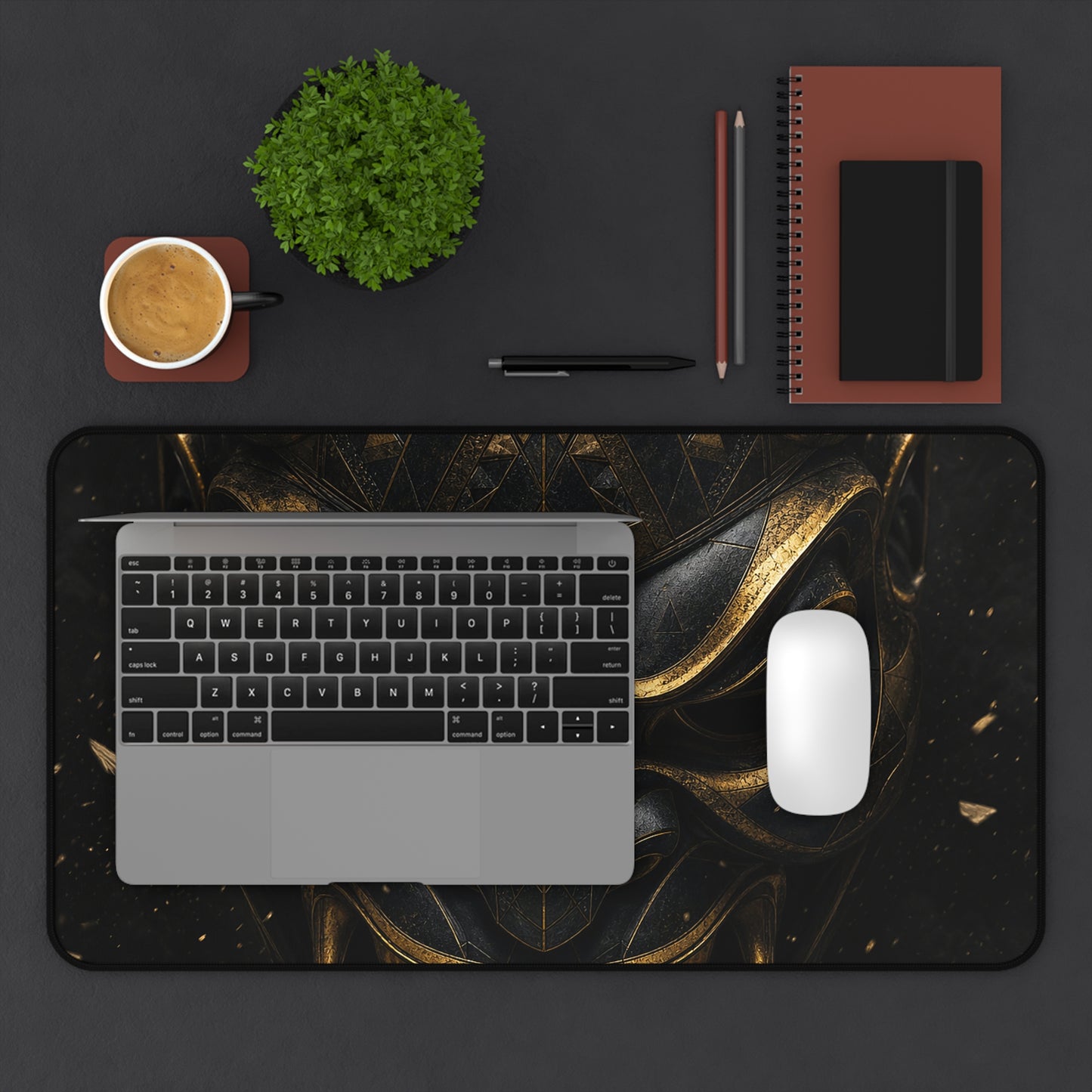 Oni Mask With Geometric Patterns - Sudoni Brand Gaming Desk Mat