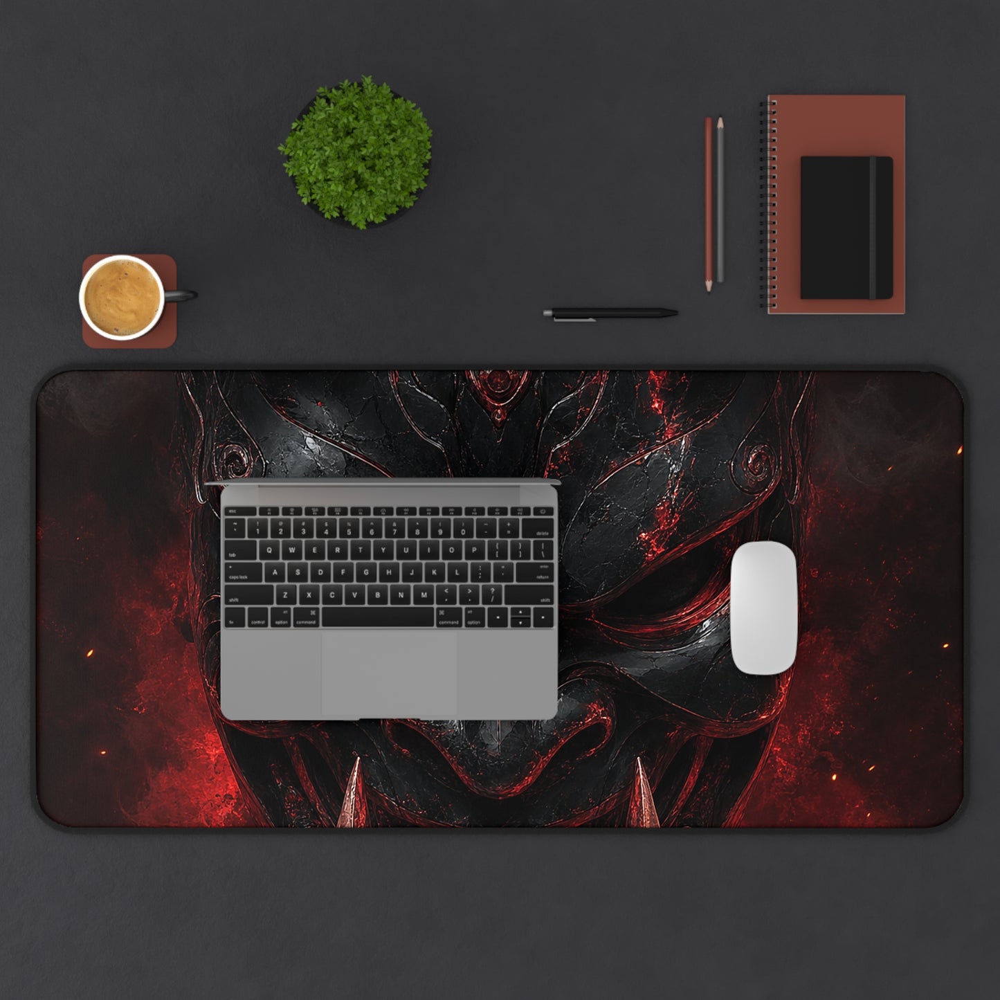 Oni Mask Made Of Obsidian - Sudoni Brand Gaming Desk Mat