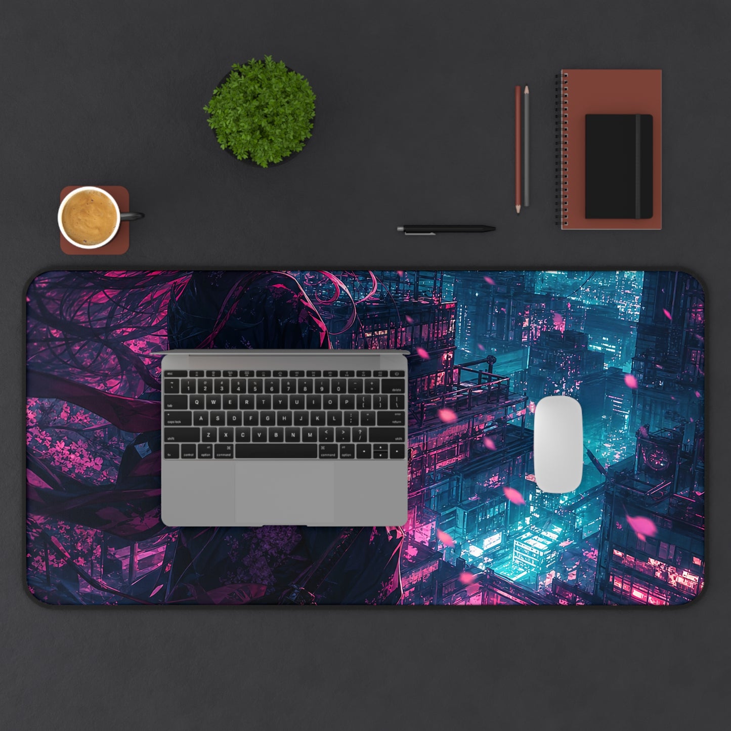 Cyberpunk City Street At Night - Anime Manga Gaming Desk Mat