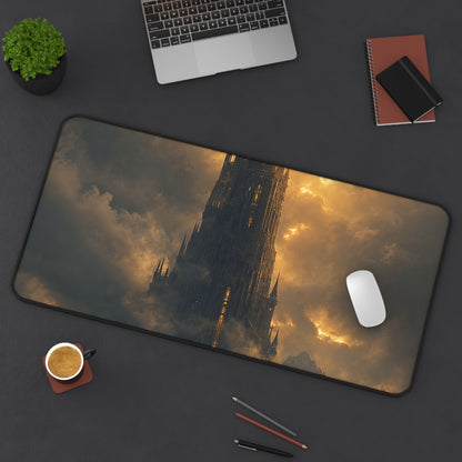 Dark Tower Piercing The Clouds - Dark Fantasy Gaming Desk Mat