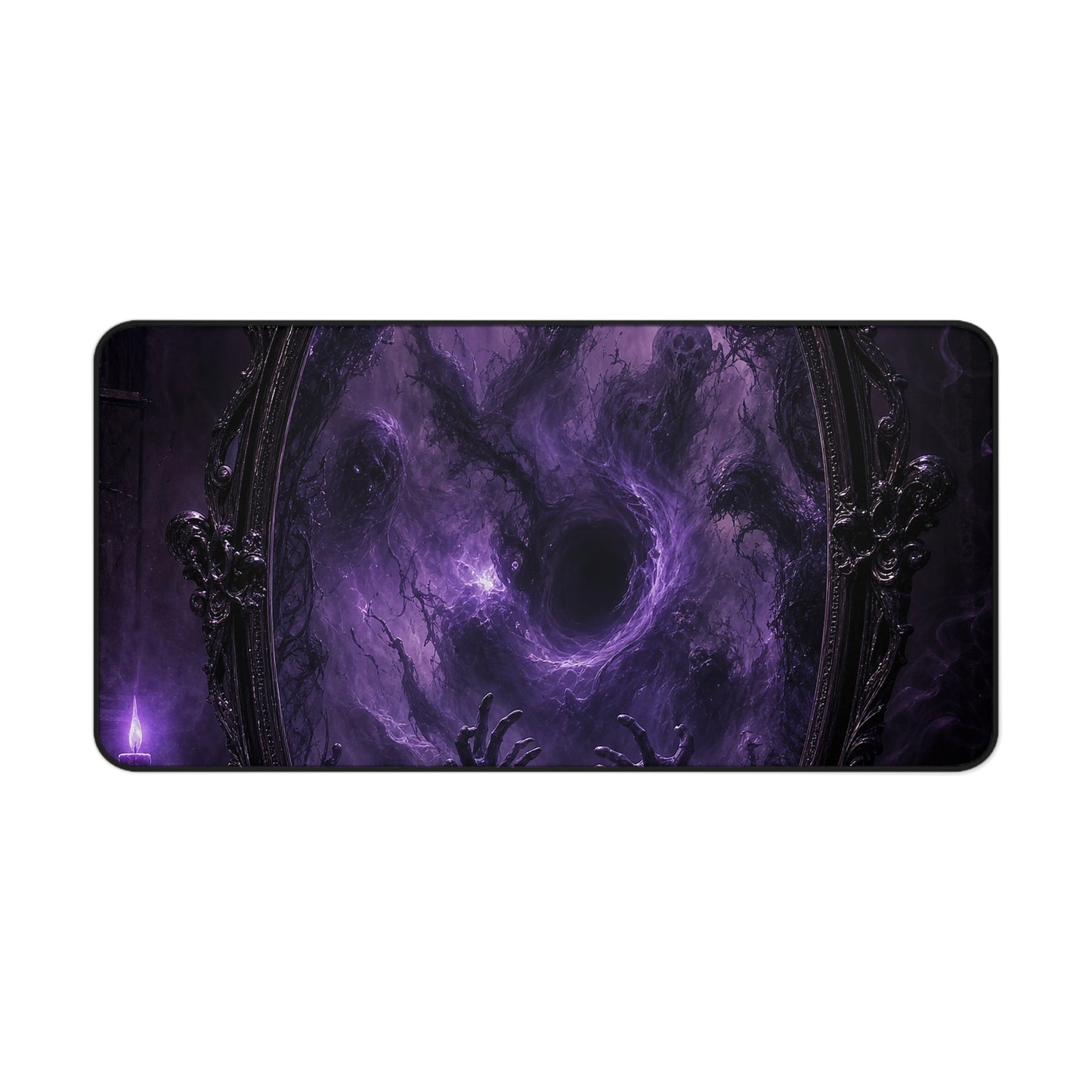 Cursed Mirror Reflecting Horrors - Dark Fantasy Gaming Desk Mat