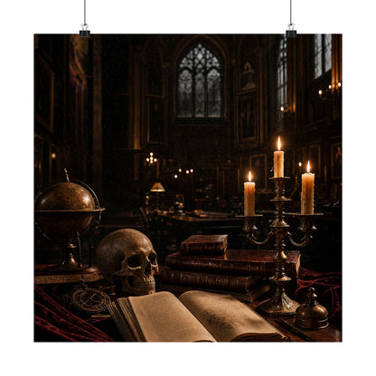 Dark University Hall At Midnight - Dark Academia Art Print (Matte Poster)