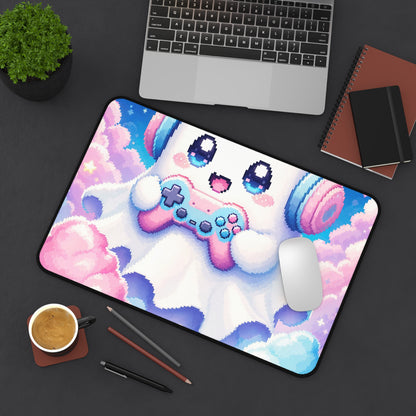 Cute Gaming Ghost With Controller - Kawaii Gaming Gaming Desk Mat