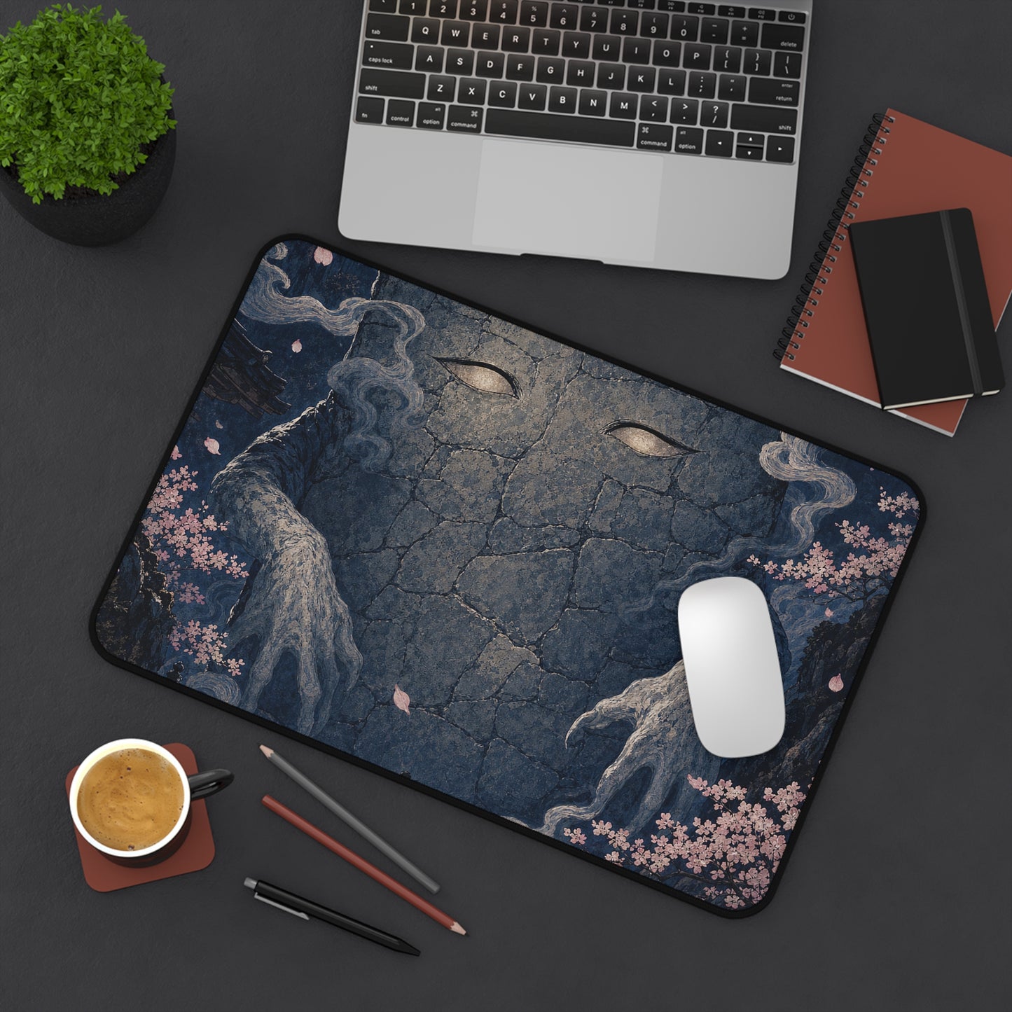 Nurikabe Wall Spirit Blocking Path - Japanese Mythology Gaming Desk Mat