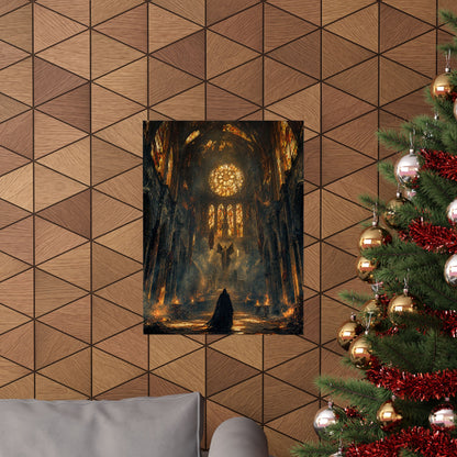 Cursed Cathedral With Broken Stained Glass - Dark Fantasy Art Print (Matte Poster)
