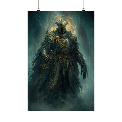 Corrupted Paladin In Decayed Armor - Dark Fantasy Art Print (Matte Poster)