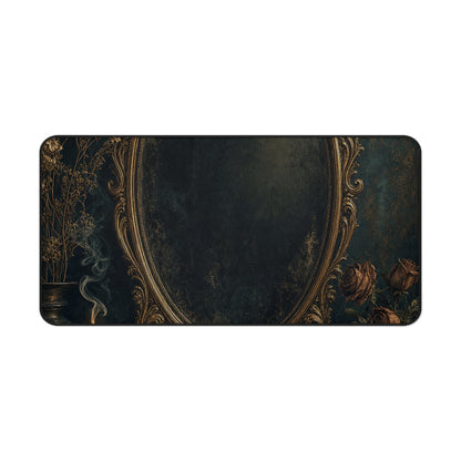 Dark Mirror In Ornate Frame - Dark Academia Gaming Desk Mat