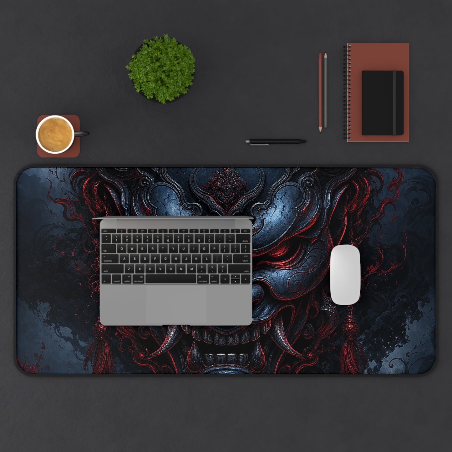 Oni Mask With Black Sun Behind It - Sudoni Brand Gaming Desk Mat