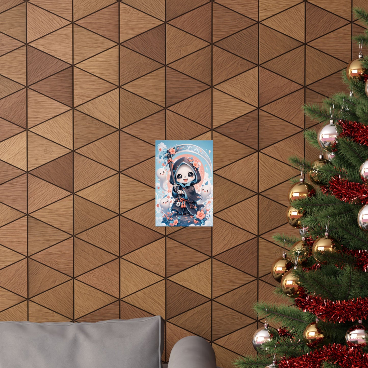 Chibi Grim Reaper With Scythe - Kawaii Gaming Art Print (Matte Poster)