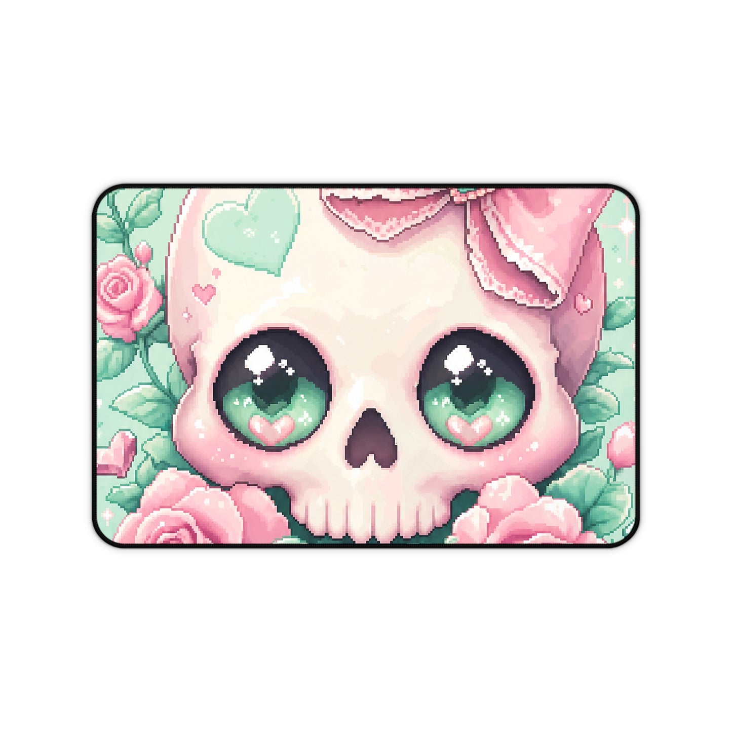 Kawaii Skull With Bow - Kawaii Gaming Gaming Desk Mat