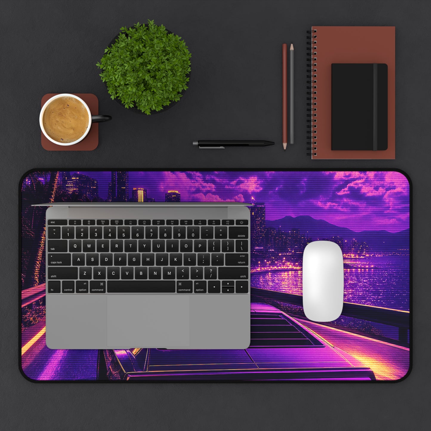 Synthwave Car Driving At Night - Gaming Culture Gaming Desk Mat