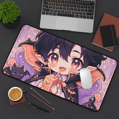 Chibi Vampire With Juice Box - Kawaii Gaming Gaming Desk Mat