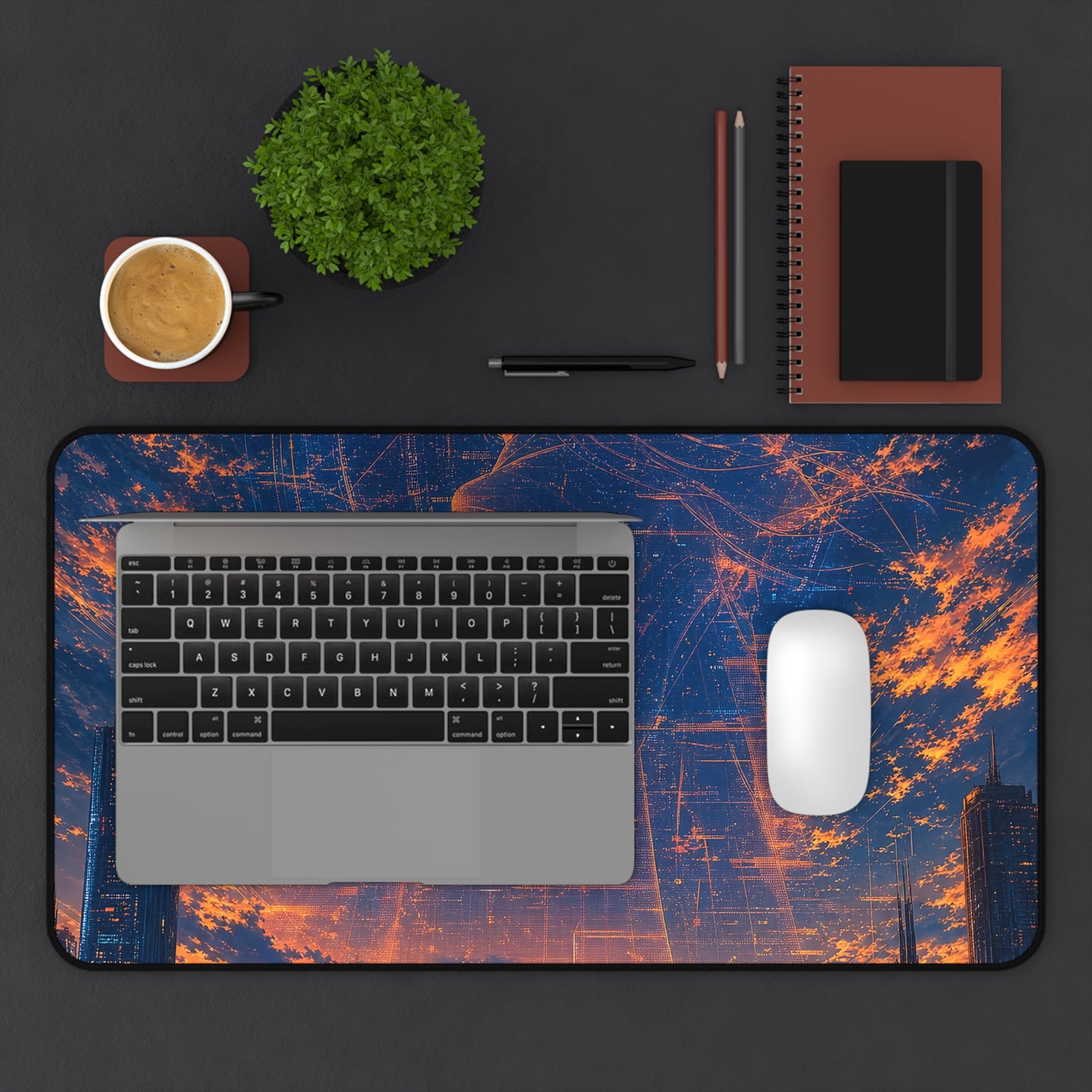 City Under Massive Hologram - Anime Manga Gaming Desk Mat