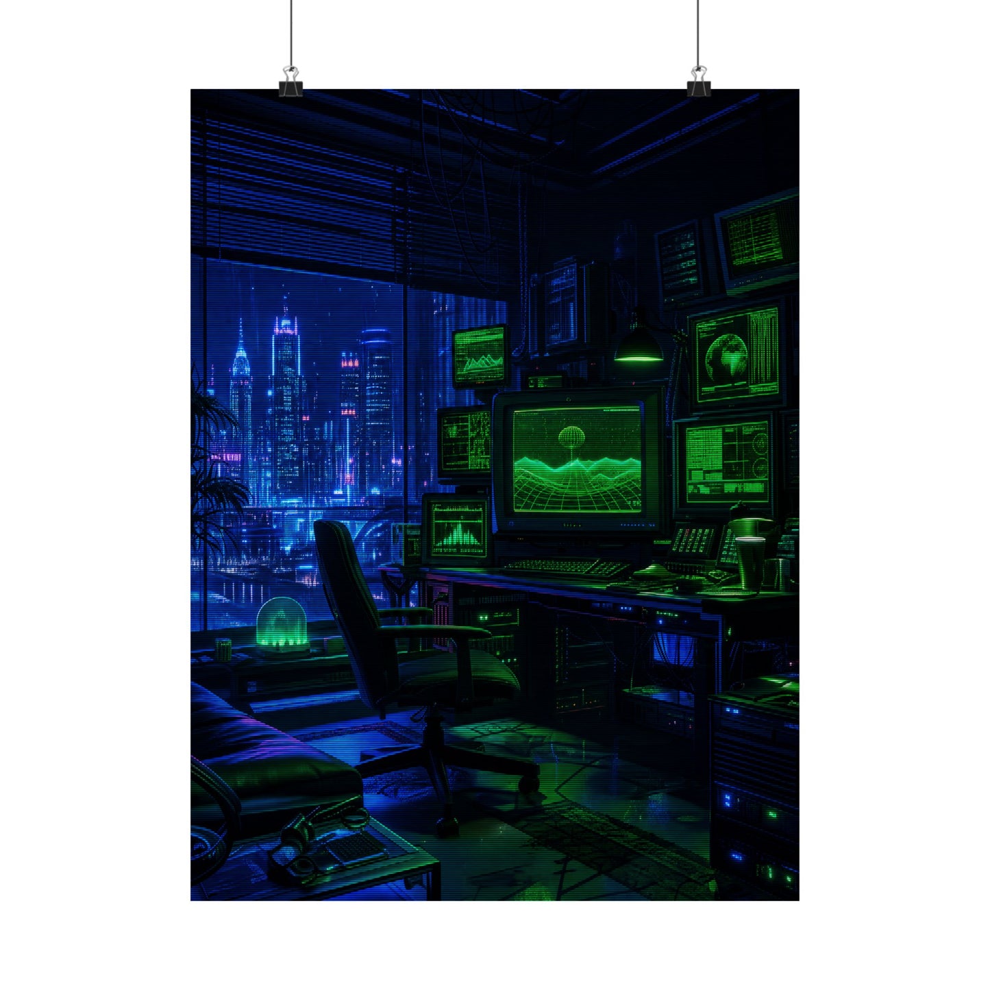 Cyberpunk Hacker Den - Gaming Culture Art Print (Matte Poster)