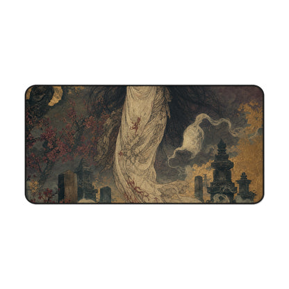 Yurei Ghost In Misty Graveyard - Japanese Mythology Gaming Desk Mat